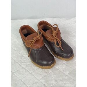 Cabelas Womens Size 8 Brown Rubber Rain Low Steel Shank Duck Boot Shoes 82-0024